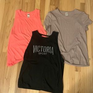 Victoria’s Secret Sport Workout Tops Set of 3 Medium with Open Backs